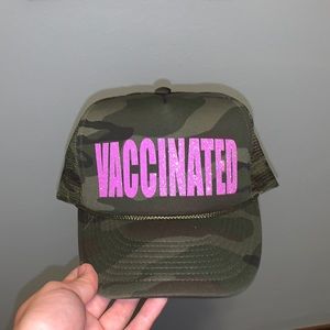 pink glitter camo “ vaccinated “ hat